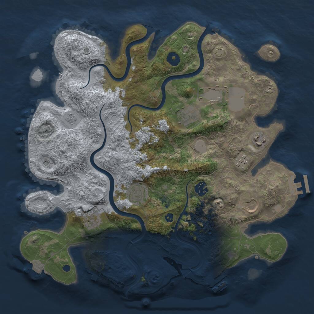 Rust Map: Procedural Map, Size: 3500, Seed: 358633216, 14 Monuments