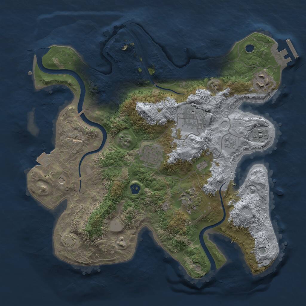 Rust Map: Procedural Map, Size: 3000, Seed: 1968159870, 10 Monuments