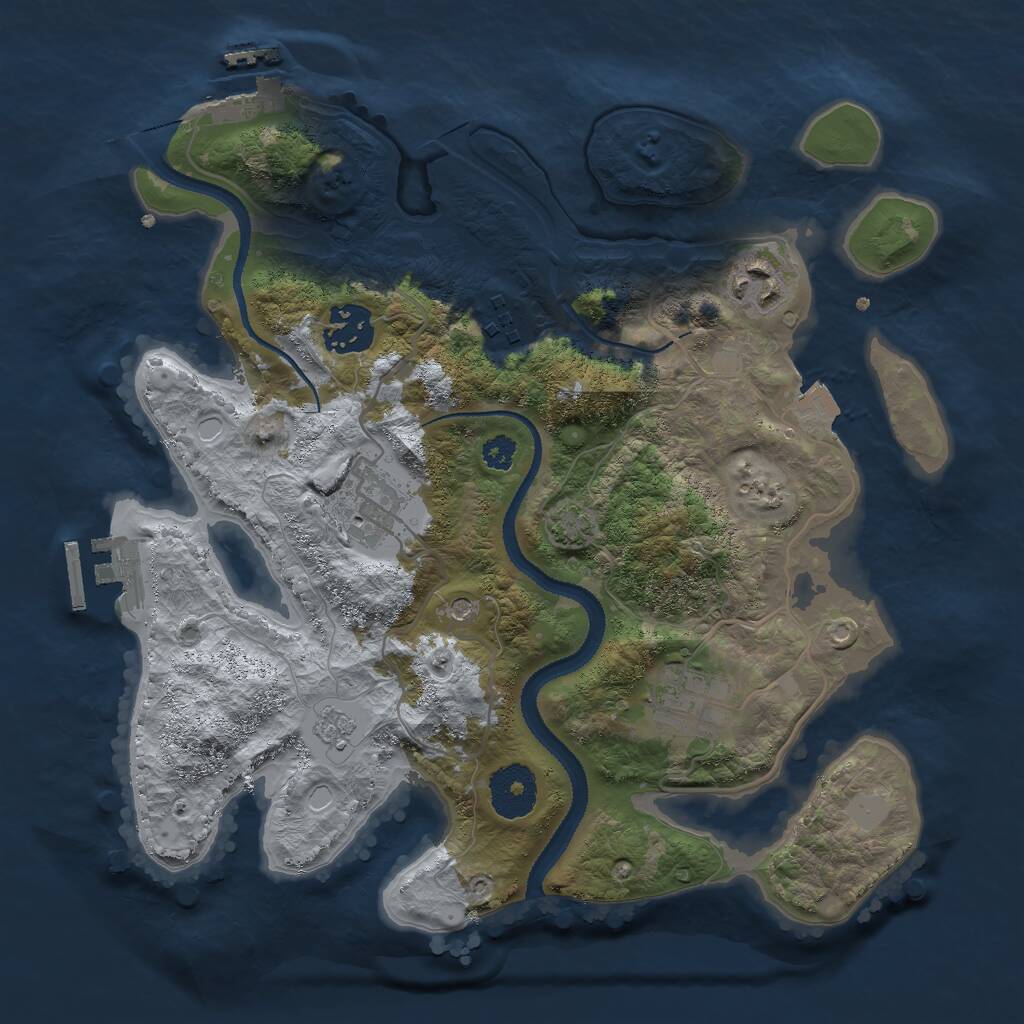 Rust Map: Procedural Map, Size: 3000, Seed: 44845546, 11 Monuments