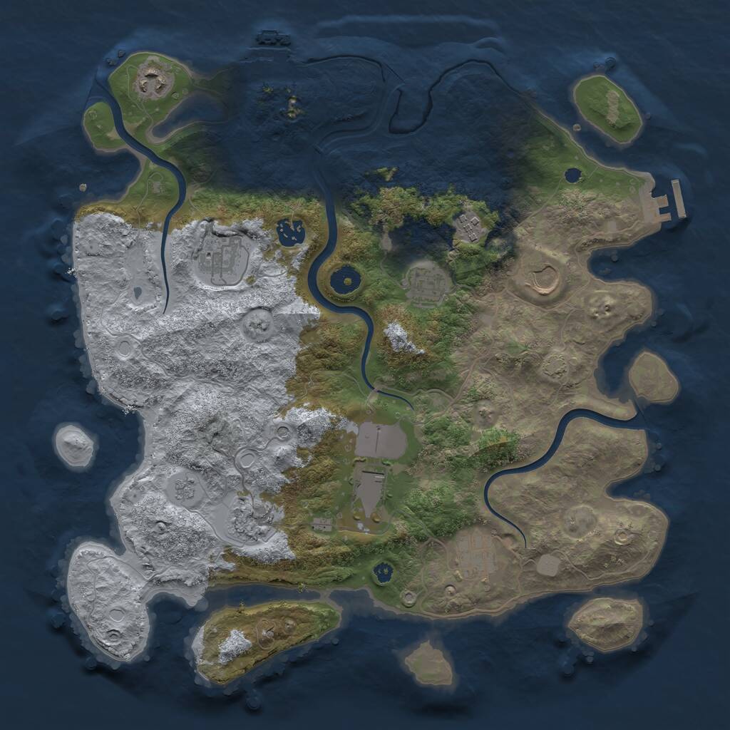 Rust Map: Procedural Map, Size: 3800, Seed: 70632, 15 Monuments