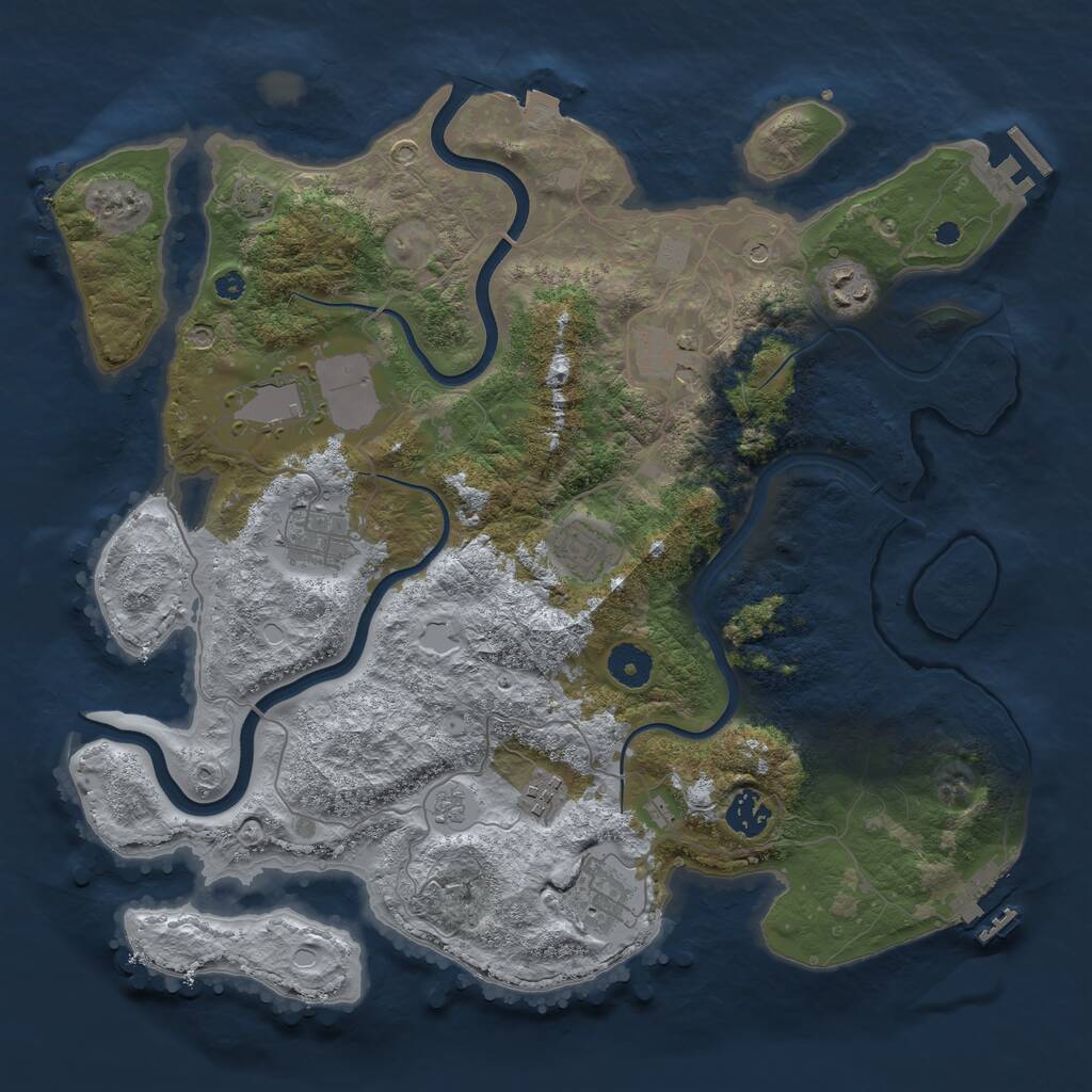 Rust Map: Procedural Map, Size: 3750, Seed: 1401096940, 14 Monuments