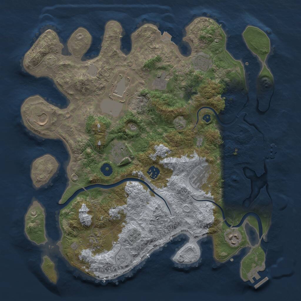 Rust Map: Procedural Map, Size: 3750, Seed: 1692495111, 16 Monuments