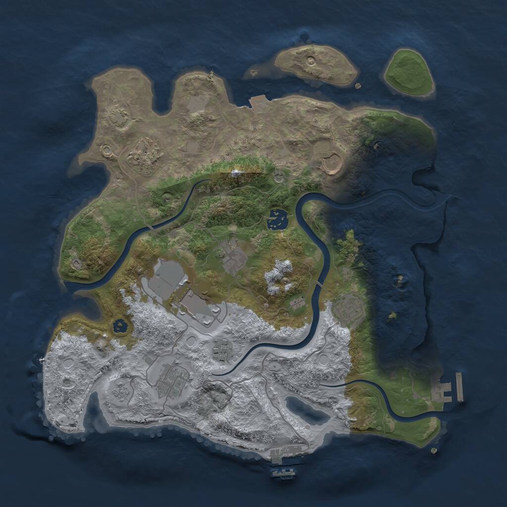 Rust Map: Procedural Map, Size: 3500, Seed: 1293190955, 14 Monuments