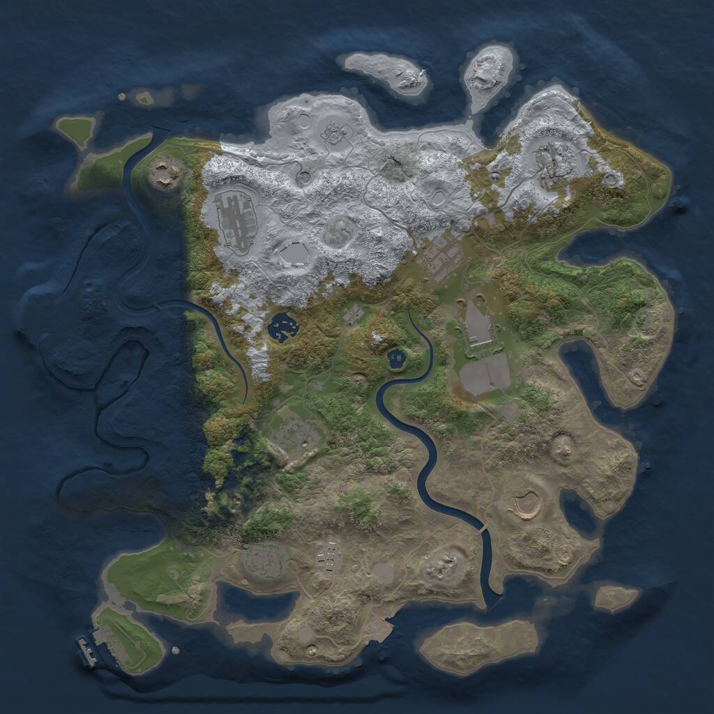 Rust Map: Procedural Map, Size: 3750, Seed: 965482797, 16 Monuments