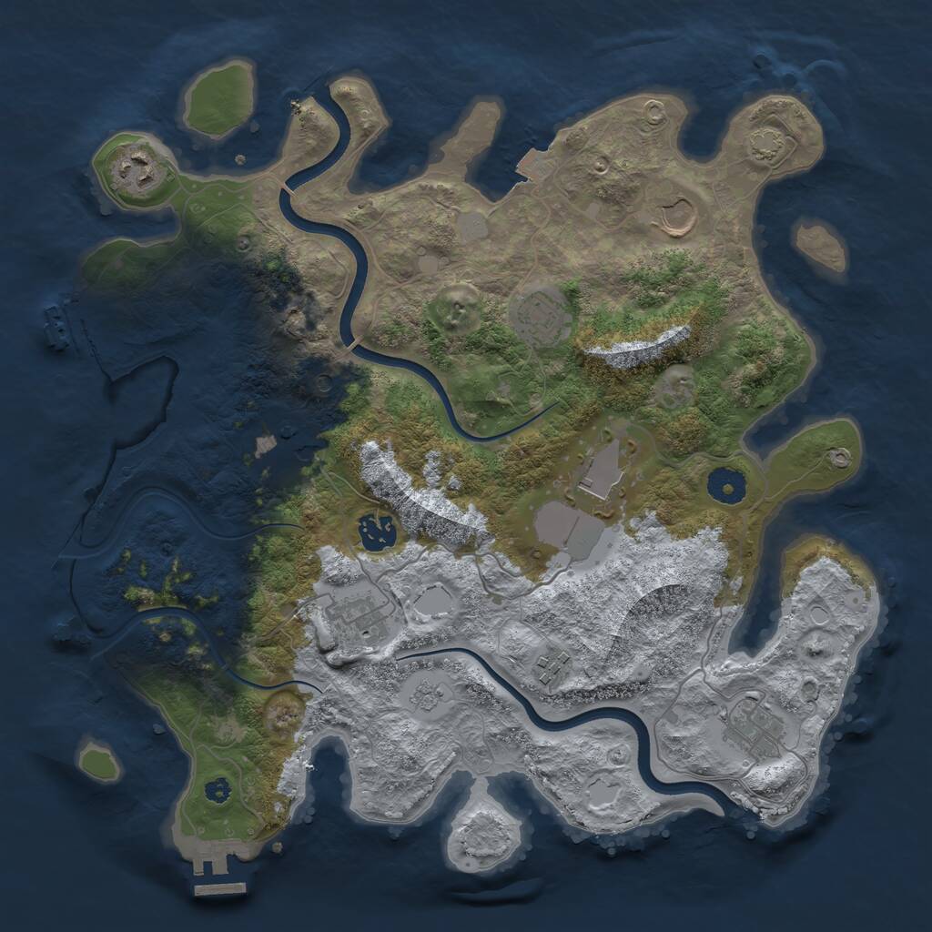 Rust Map: Procedural Map, Size: 3666, Seed: 50000, 15 Monuments