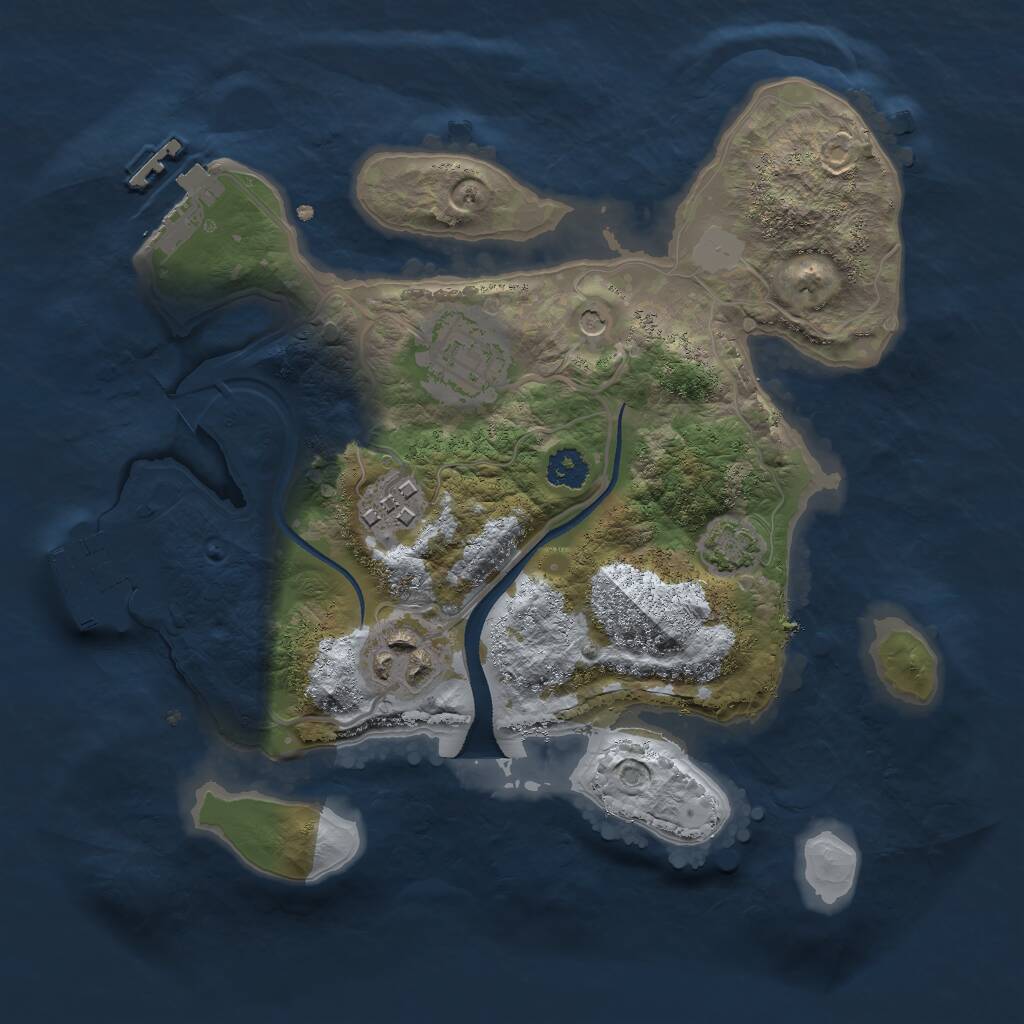 Rust Map: Procedural Map, Size: 2500, Seed: 1583029457, 8 Monuments