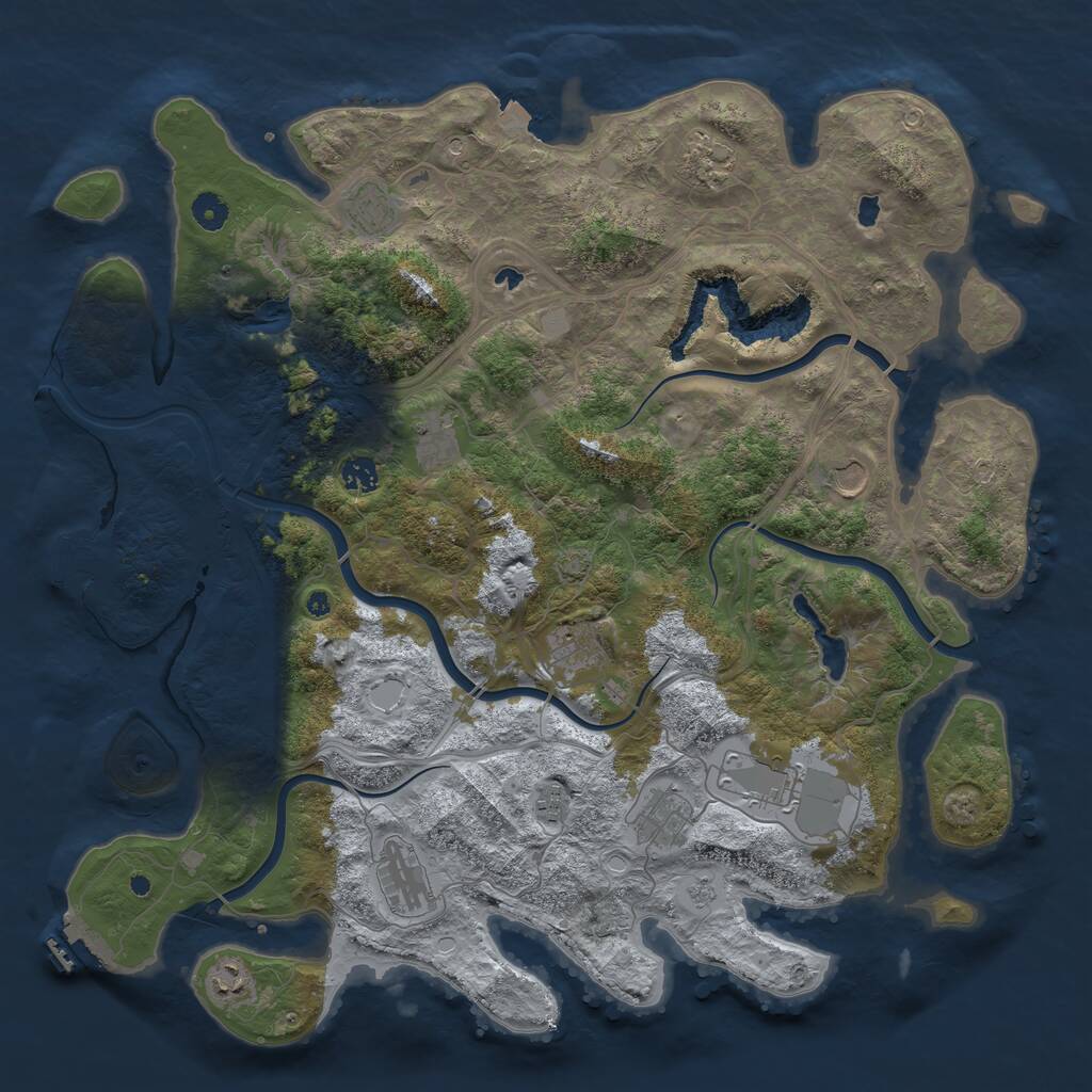 Rust Map: Procedural Map, Size: 4500, Seed: 542999815, 17 Monuments
