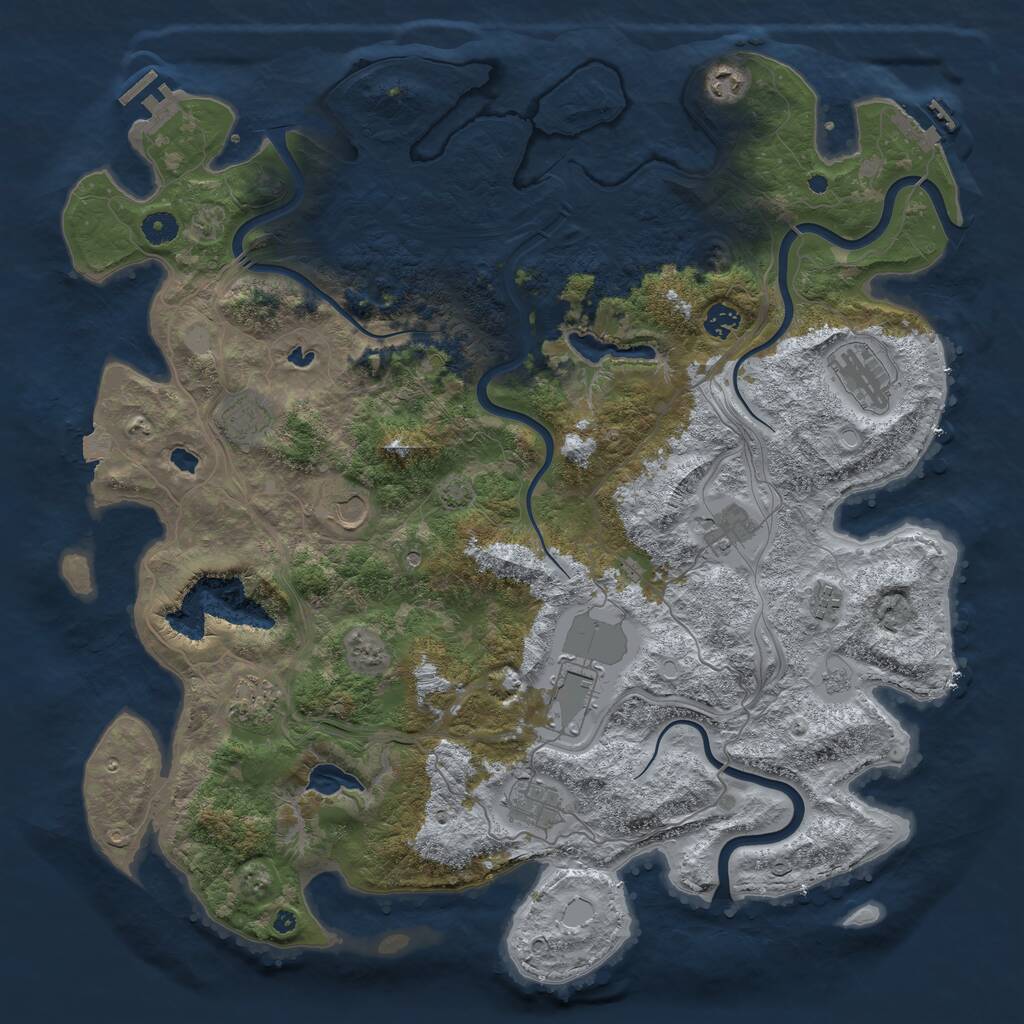 Rust Map: Procedural Map, Size: 4500, Seed: 1153074145, 16 Monuments