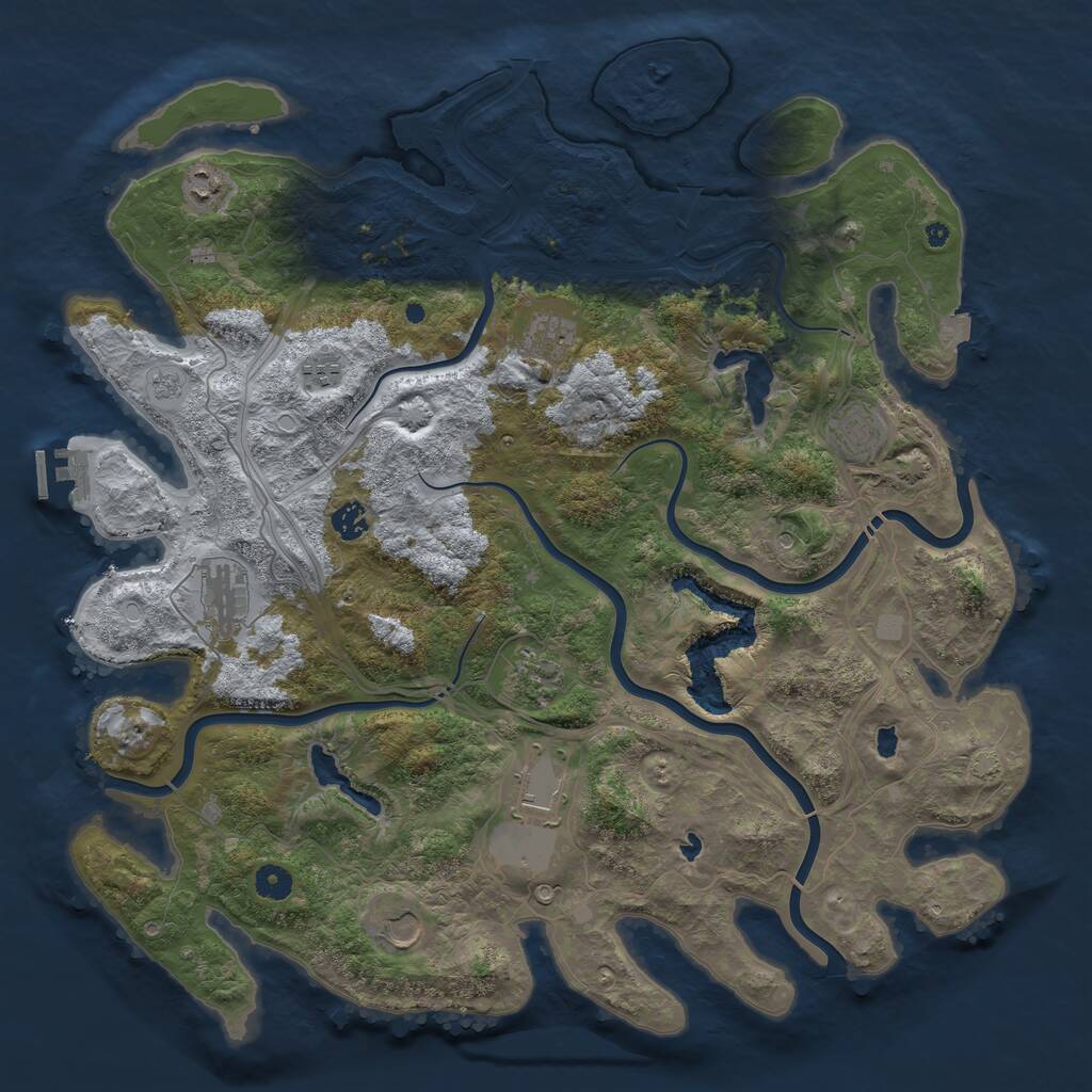 Rust Map: Procedural Map, Size: 4500, Seed: 2139979400, 14 Monuments