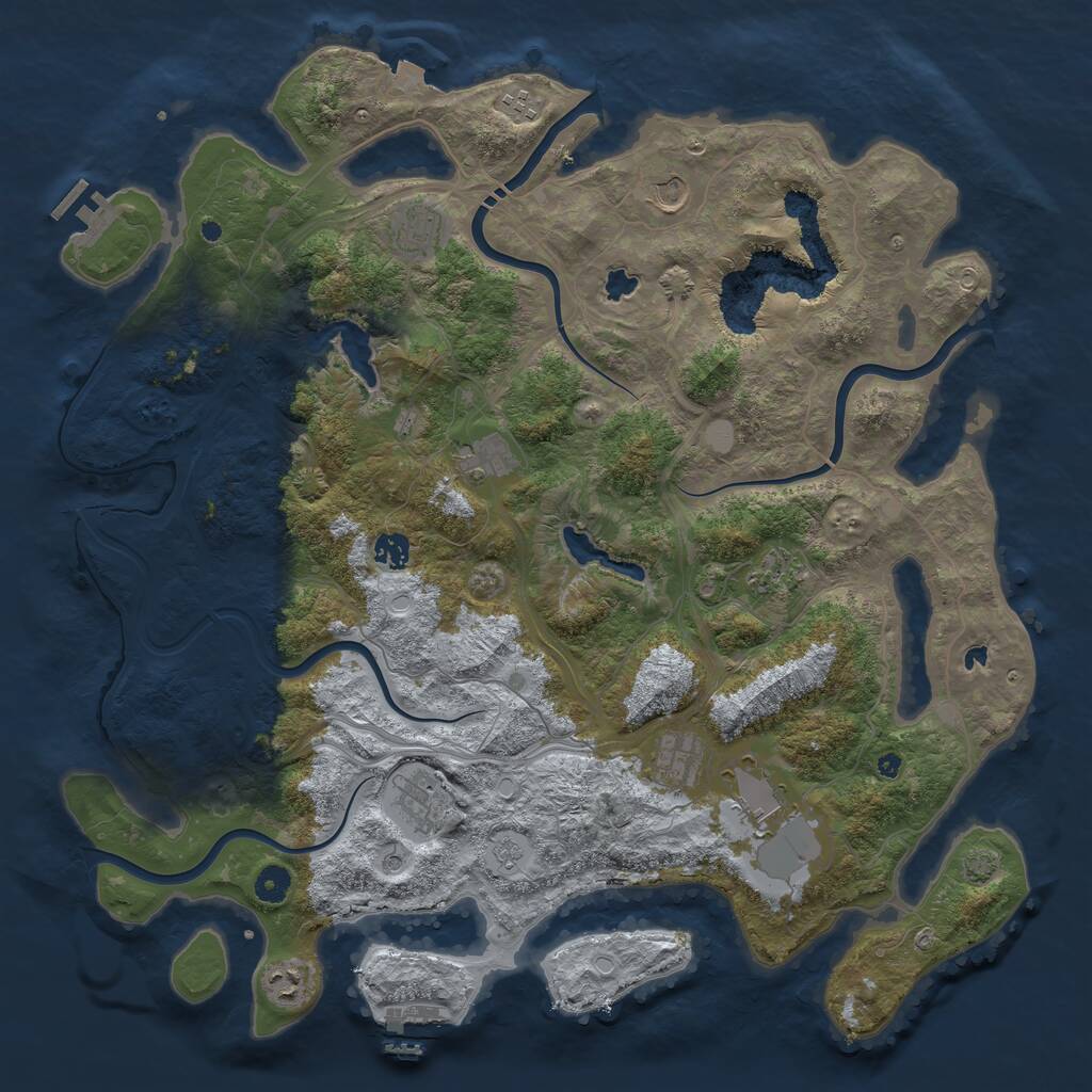 Rust Map: Procedural Map, Size: 4500, Seed: 1675397846, 16 Monuments
