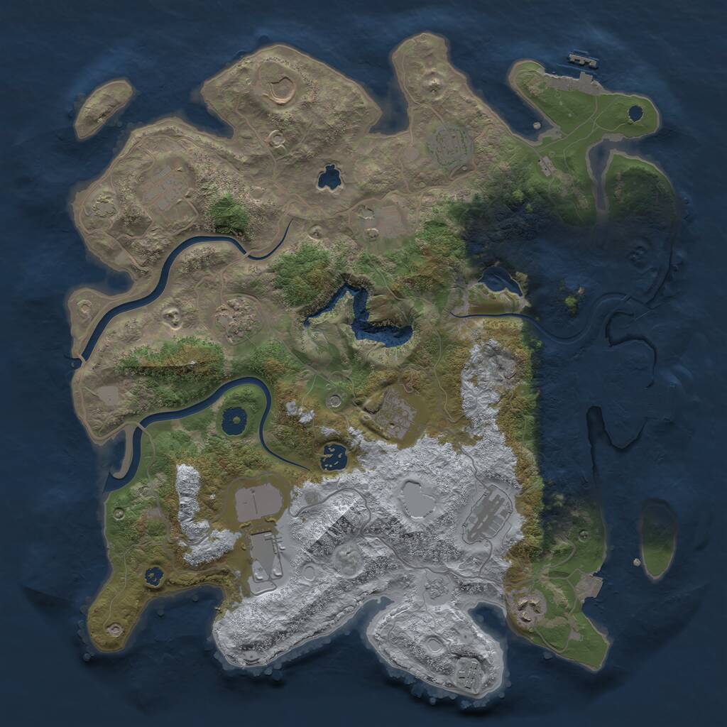 Rust Map: Procedural Map, Size: 4000, Seed: 70053464, 17 Monuments