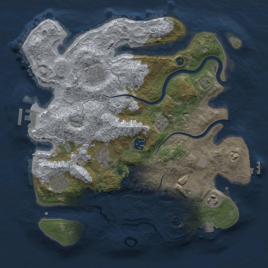 Rust Map: Procedural Map, Size: 3300, Seed: 24709376, 13 Monuments