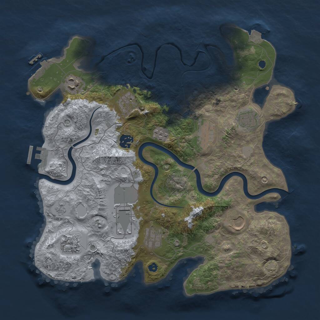 Rust Map: Procedural Map, Size: 3500, Seed: 2145745655, 16 Monuments