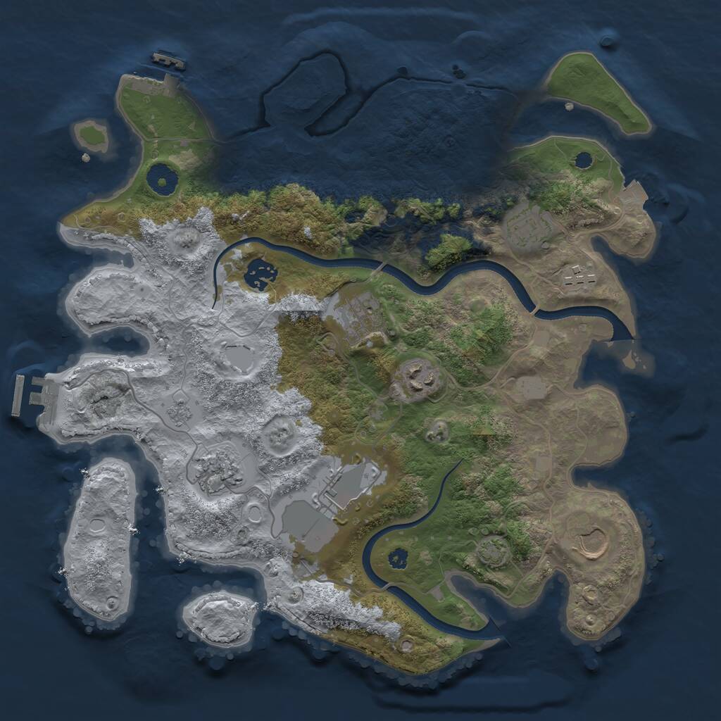 Rust Map: Procedural Map, Size: 3500, Seed: 1151260188, 14 Monuments