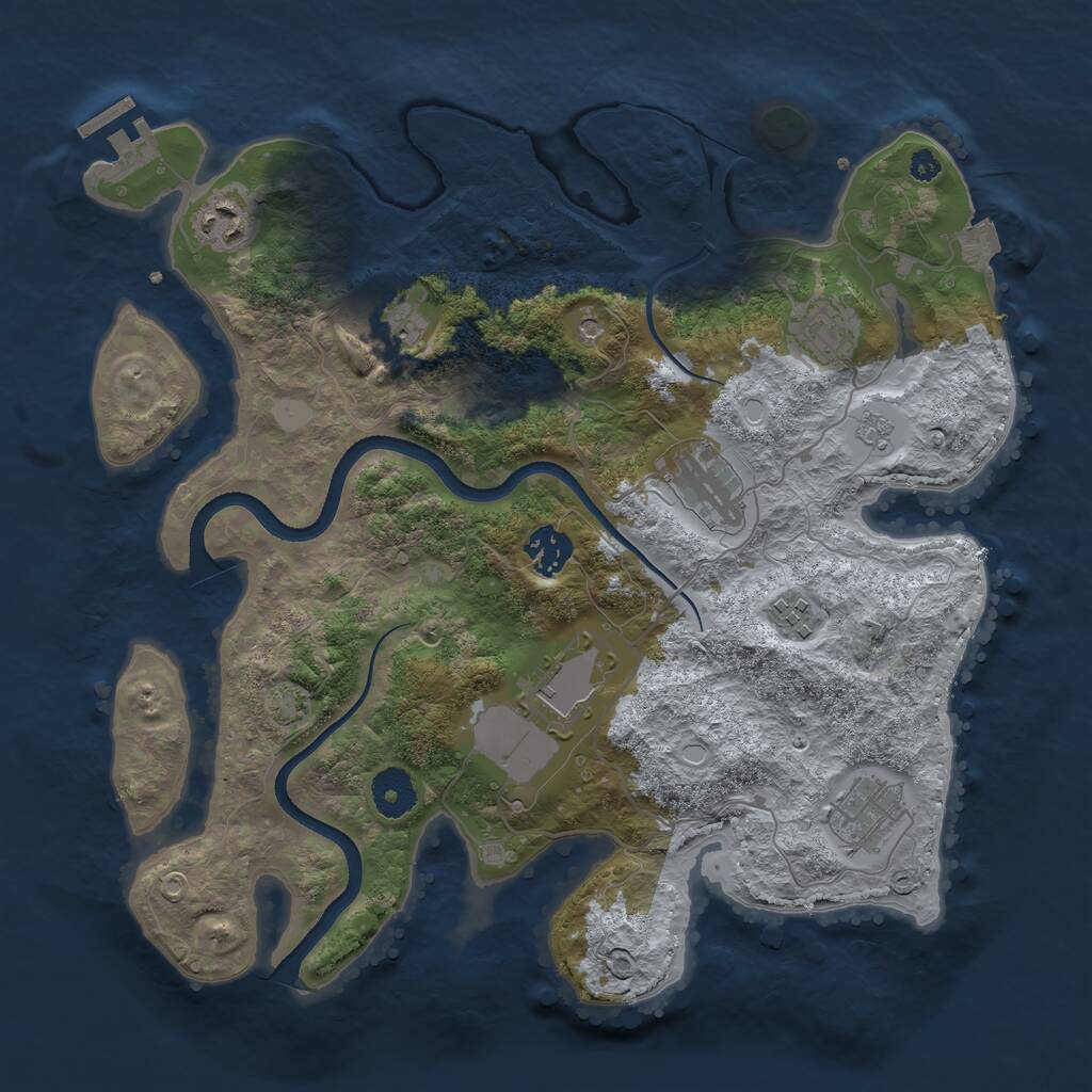 Rust Map: Procedural Map, Size: 3500, Seed: 944975657, 13 Monuments