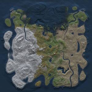 Thumbnail Rust Map: Procedural Map, Size: 5000, Seed: 469377, 17 Monuments