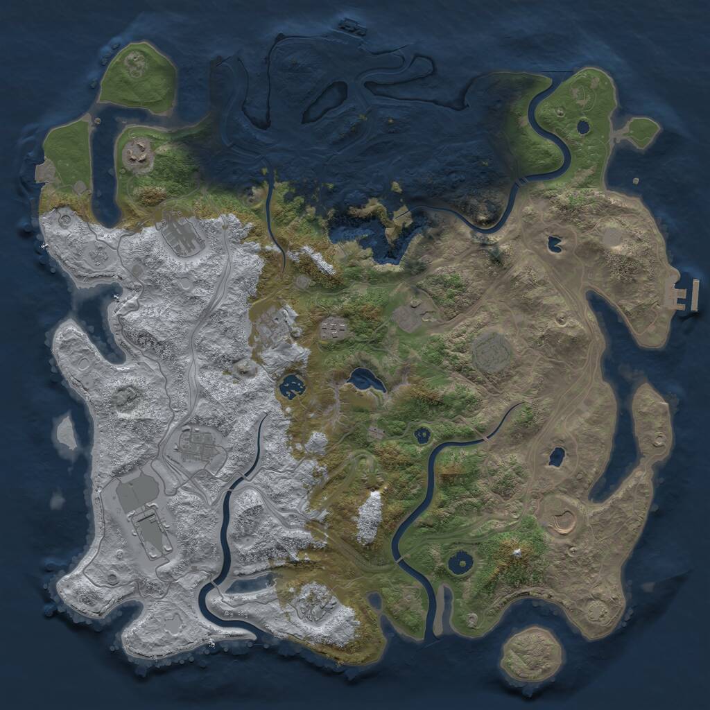 Rust Map: Procedural Map, Size: 4500, Seed: 334248661, 17 Monuments