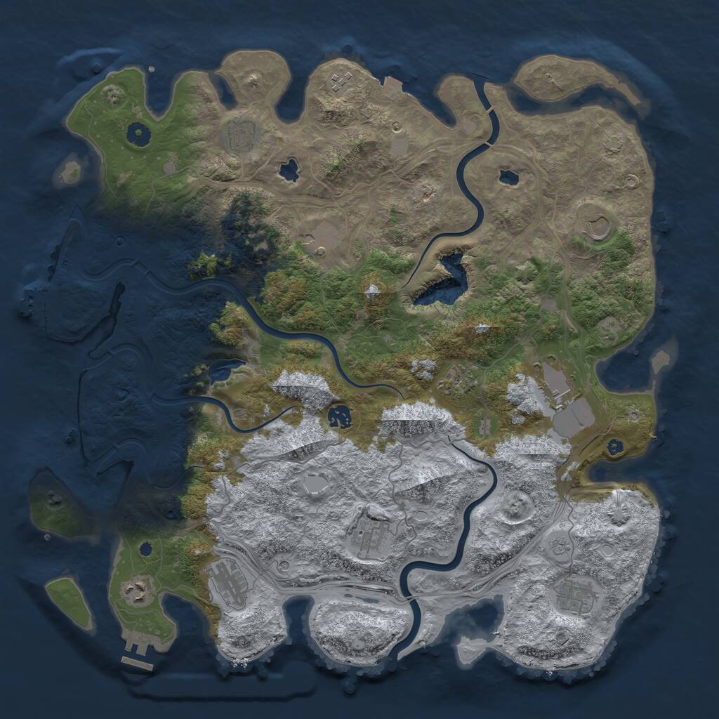 Rust Map: Procedural Map, Size: 4500, Seed: 764427883, 17 Monuments