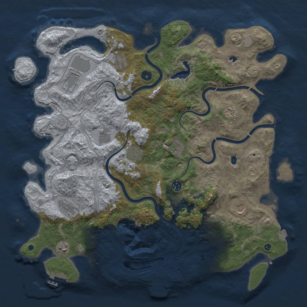 Rust Map: Procedural Map, Size: 4500, Seed: 617209523, 17 Monuments