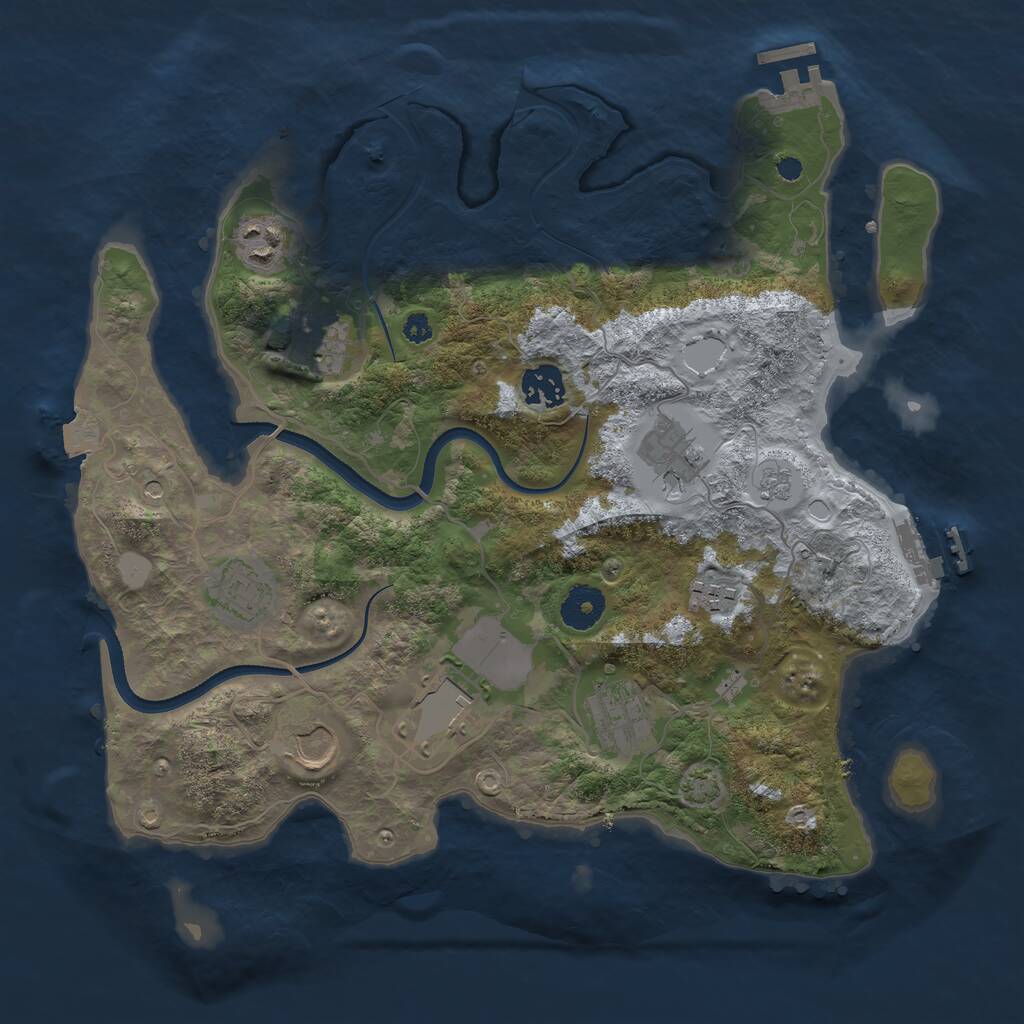 Rust Map: Procedural Map, Size: 3500, Seed: 3769, 15 Monuments
