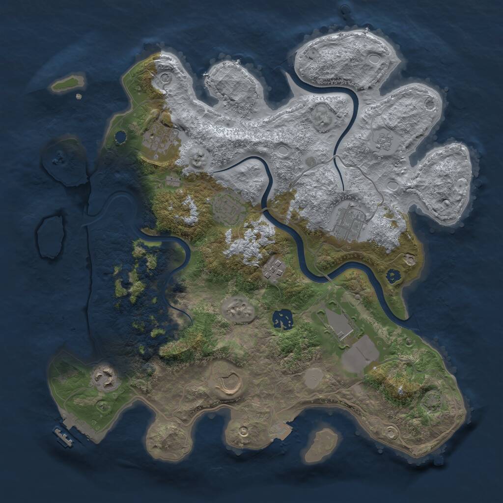 Rust Map: Procedural Map, Size: 3500, Seed: 55267, 13 Monuments
