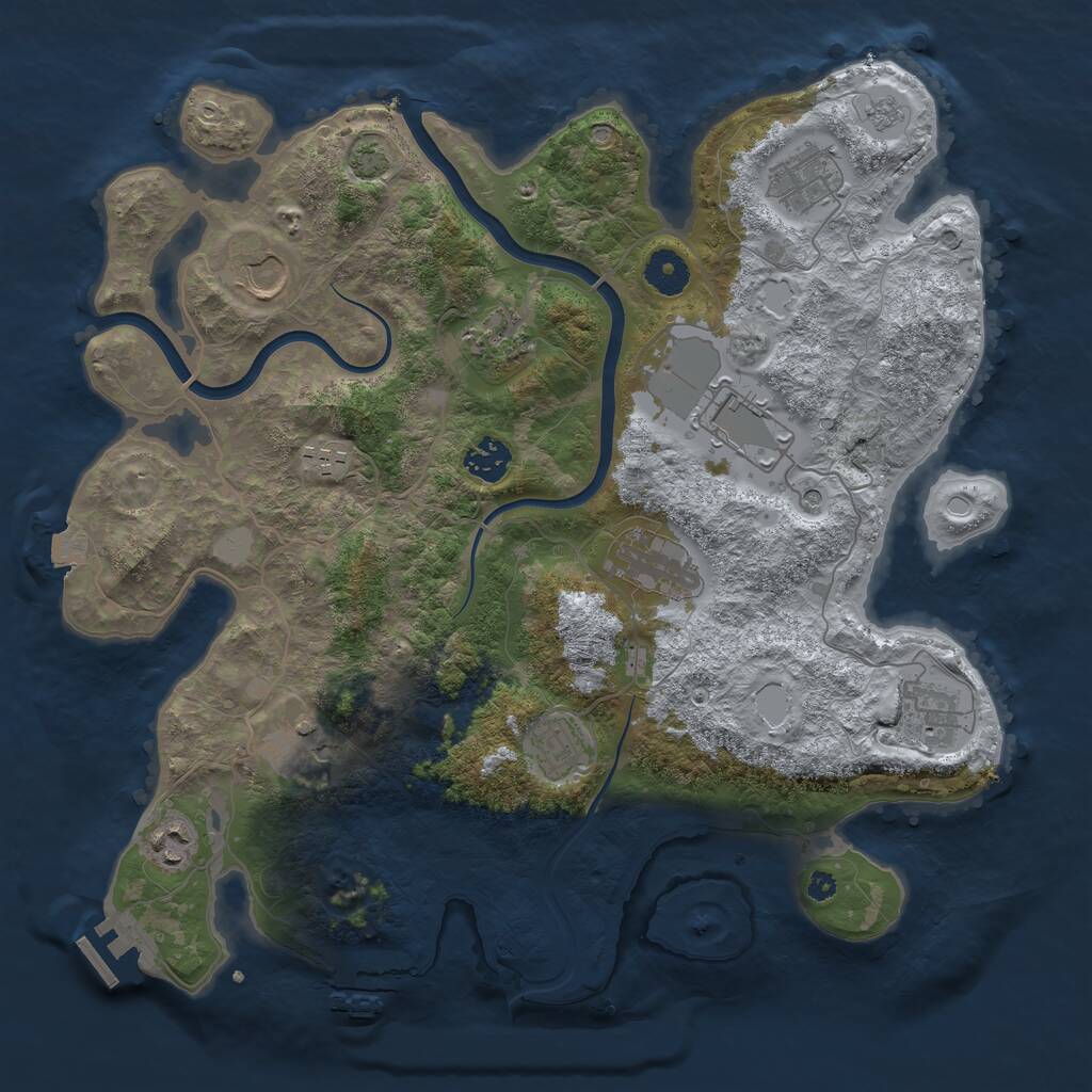 Rust Map: Procedural Map, Size: 3750, Seed: 56039570, 17 Monuments