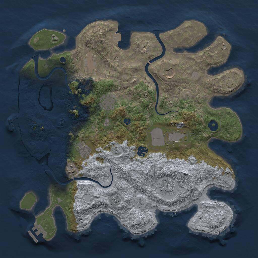 Rust Map: Procedural Map, Size: 3750, Seed: 966337545, 15 Monuments