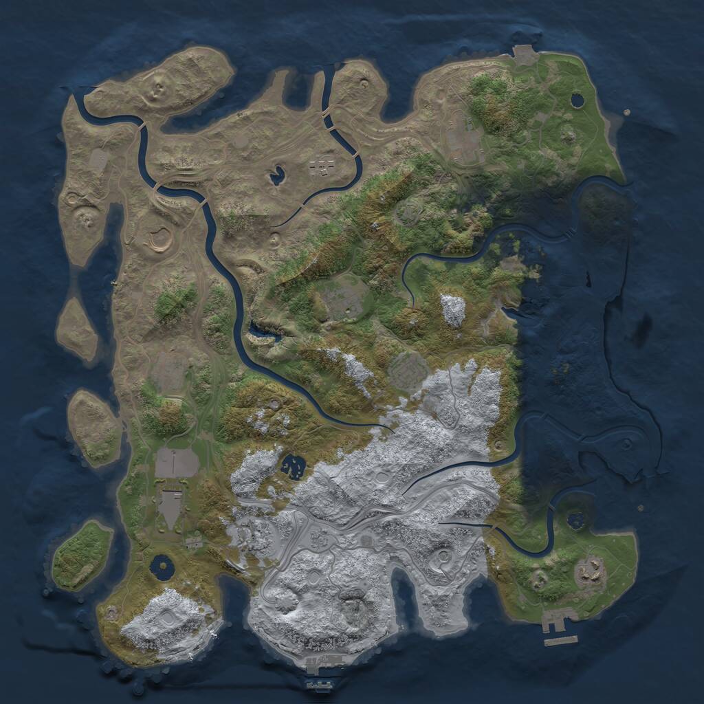 Rust Map: Procedural Map, Size: 4250, Seed: 1221980628, 16 Monuments