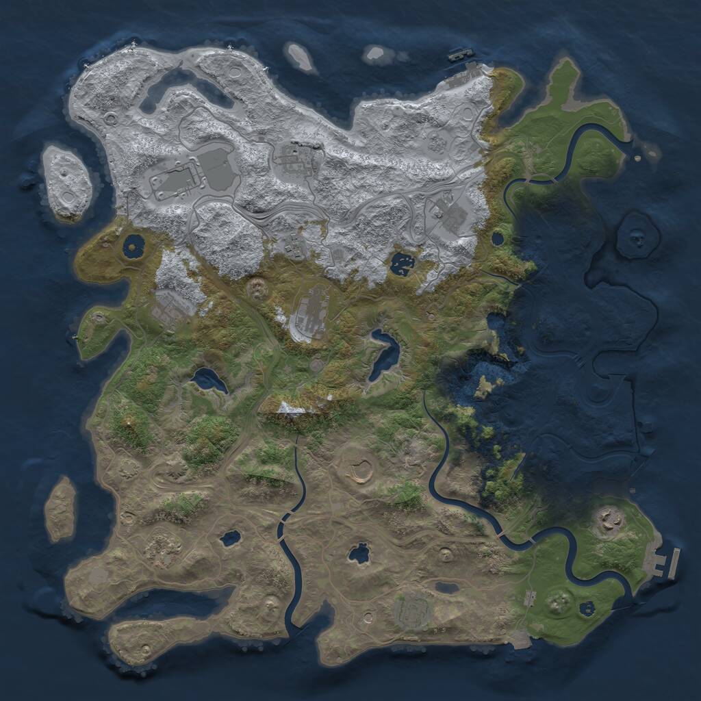 Rust Map: Procedural Map, Size: 4500, Seed: 298369743, 17 Monuments
