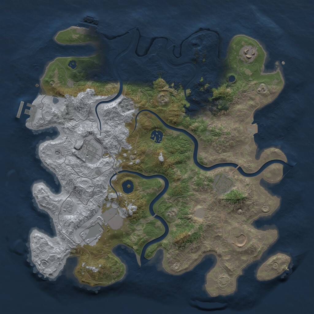 Rust Map: Procedural Map, Size: 3750, Seed: 311590083, 13 Monuments