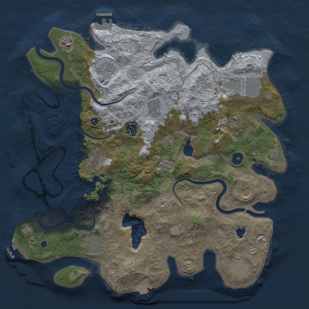 Rust Map: Procedural Map, Size: 4000, Seed: 720622711, 17 Monuments