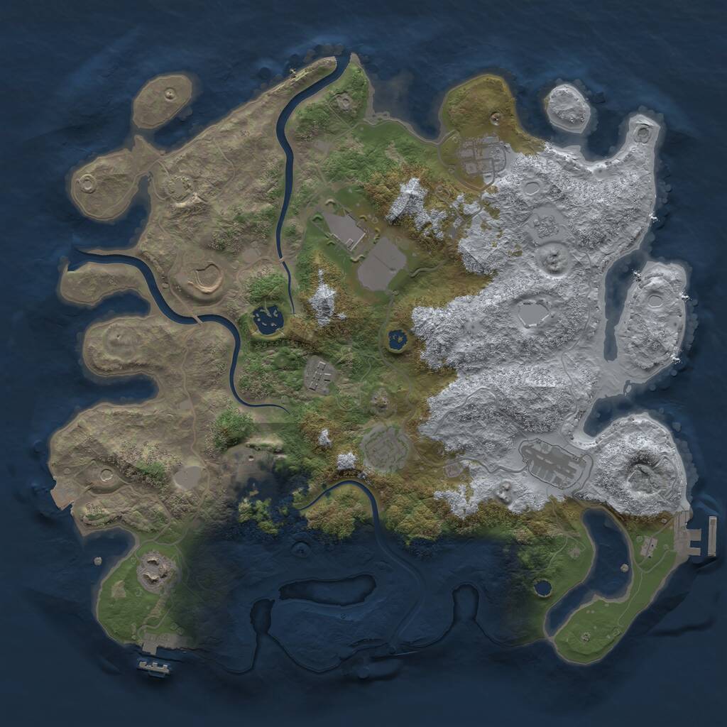 Rust Map: Procedural Map, Size: 3700, Seed: 1356424221, 15 Monuments