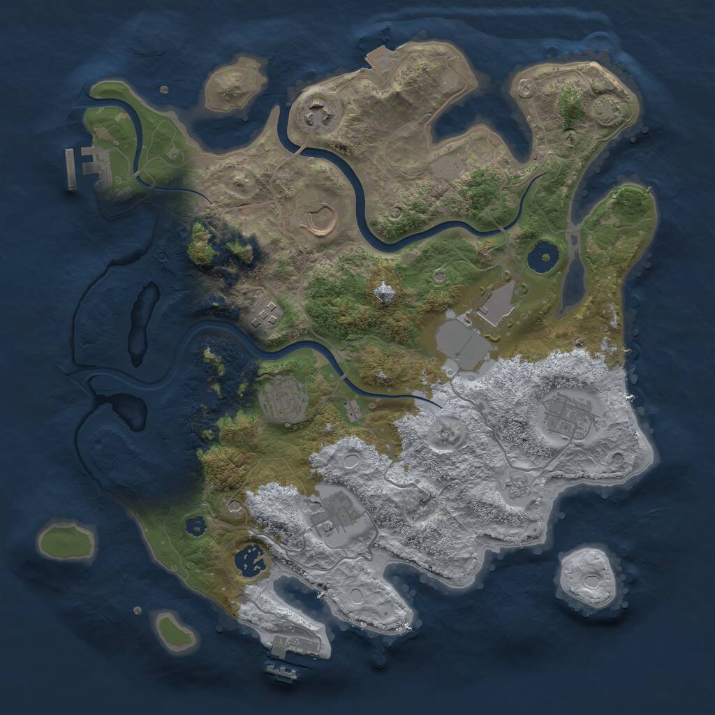 Rust Map: Procedural Map, Size: 3500, Seed: 268917028, 14 Monuments