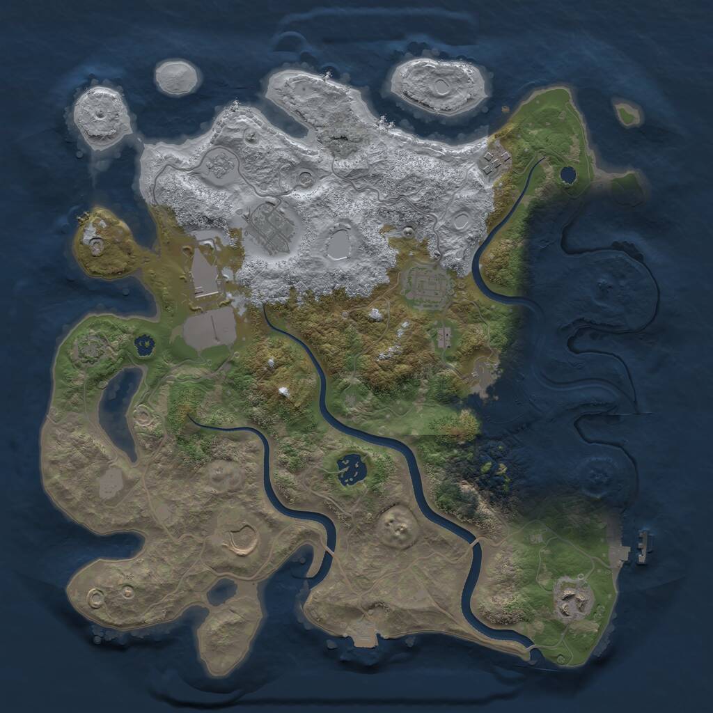 Rust Map: Procedural Map, Size: 3500, Seed: 27844792, 13 Monuments