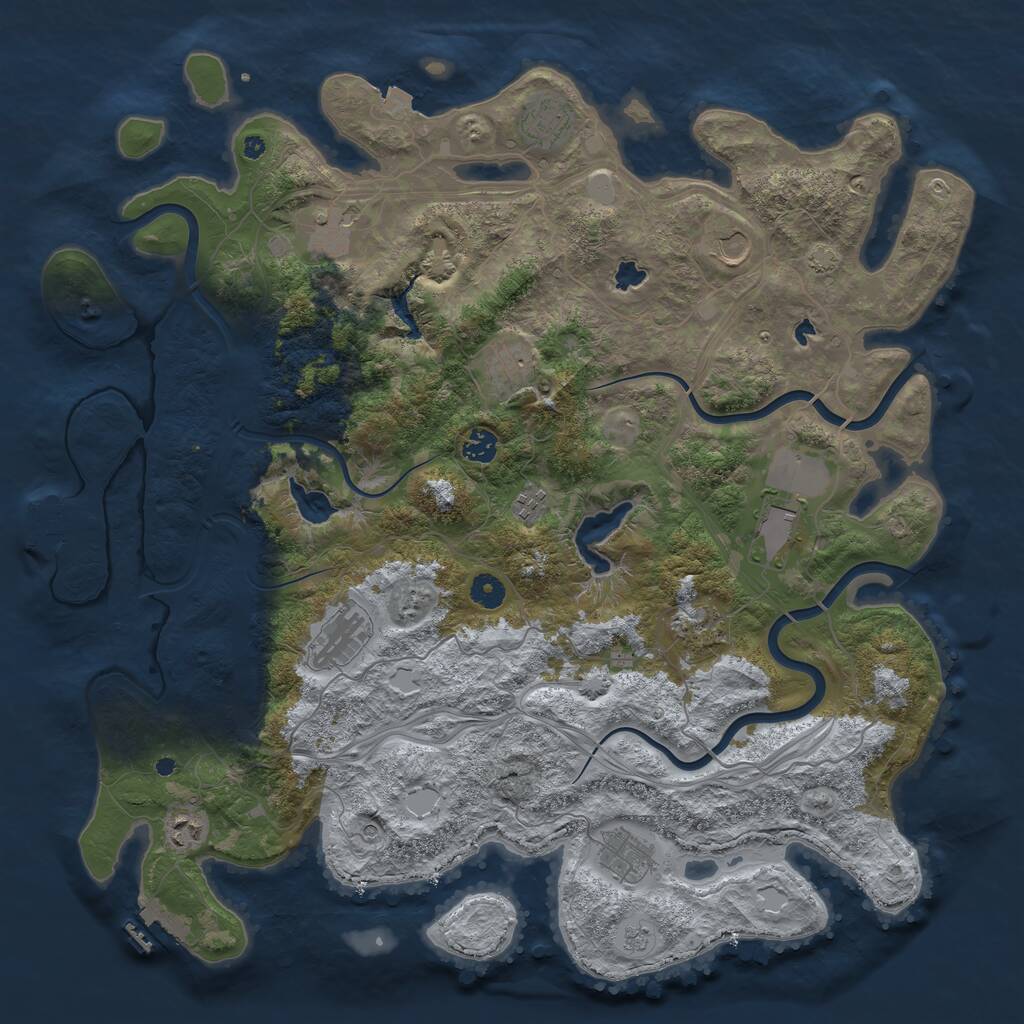 Rust Map: Procedural Map, Size: 4500, Seed: 1382248661, 17 Monuments
