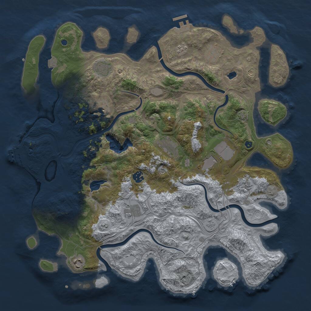 Rust Map: Procedural Map, Size: 4250, Seed: 2090024644, 16 Monuments