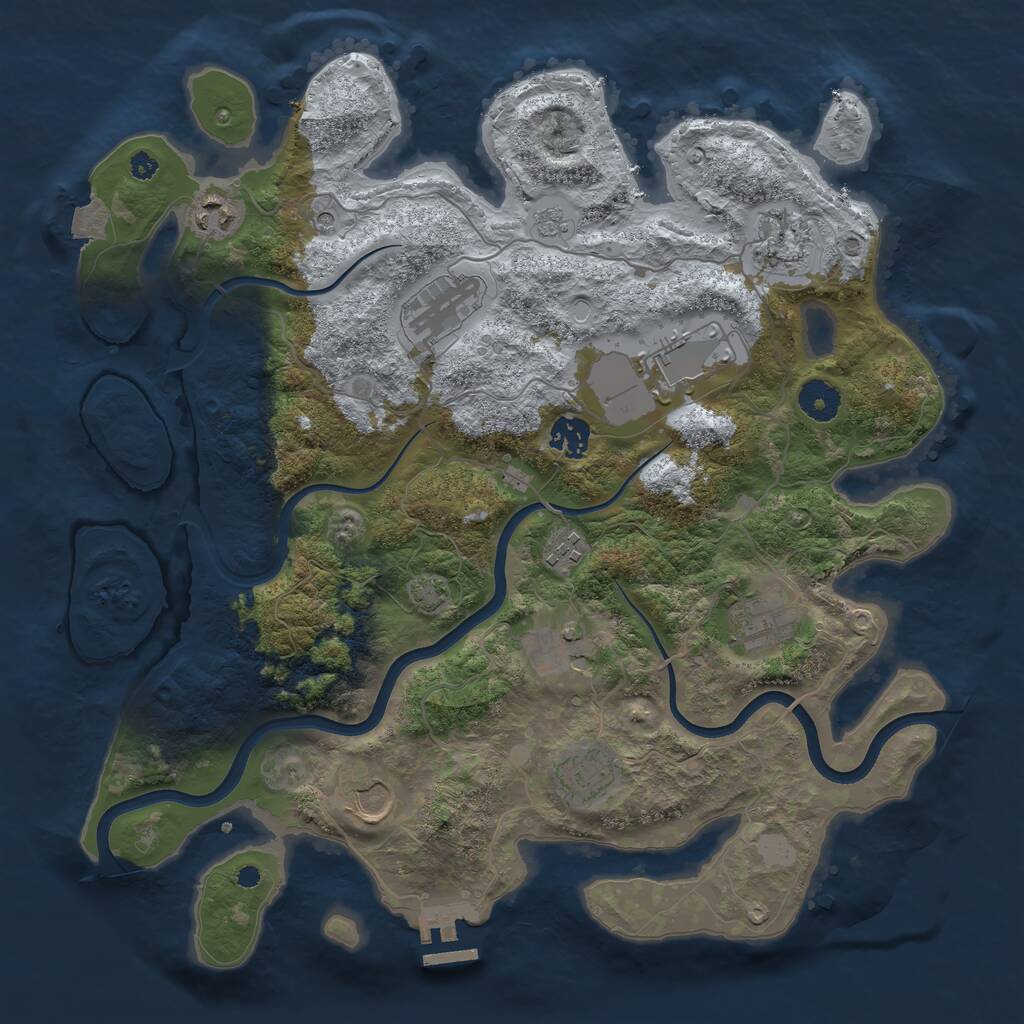 Rust Map: Procedural Map, Size: 3750, Seed: 1214497996, 15 Monuments