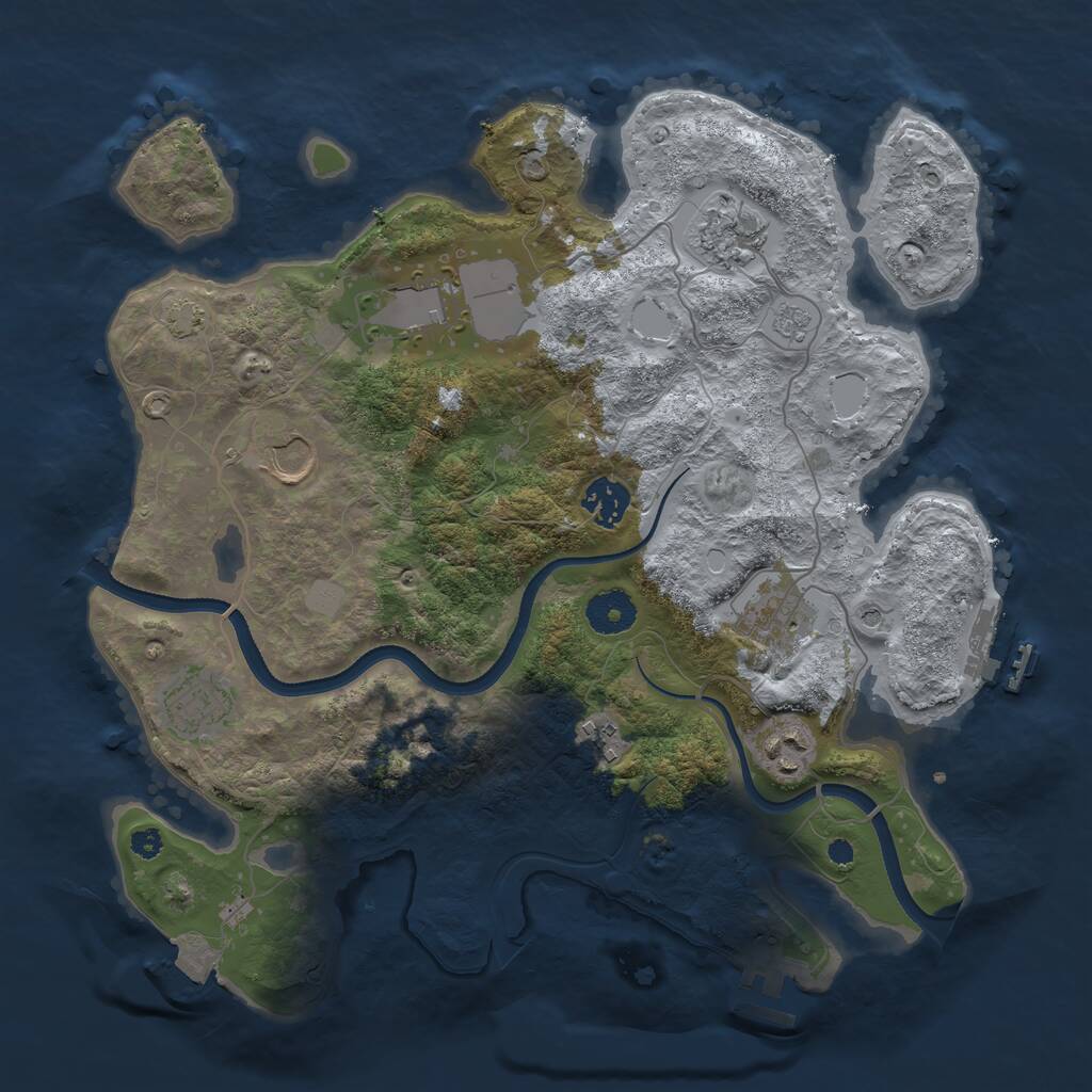 Rust Map: Procedural Map, Size: 3500, Seed: 71334540, 14 Monuments