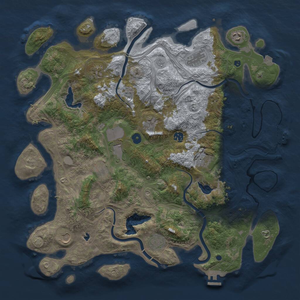 Rust Map: Procedural Map, Size: 4500, Seed: 1232841683, 17 Monuments