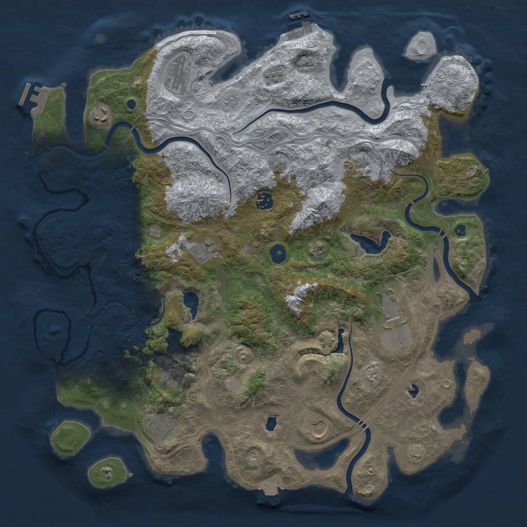 Rust Map: Procedural Map, Size: 4500, Seed: 4043151, 16 Monuments