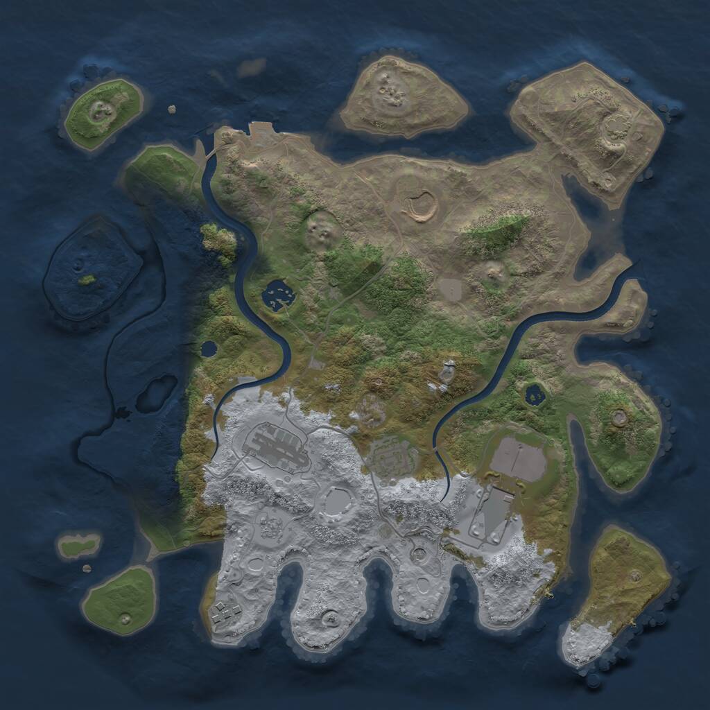 Rust Map: Procedural Map, Size: 3500, Seed: 684830458, 10 Monuments