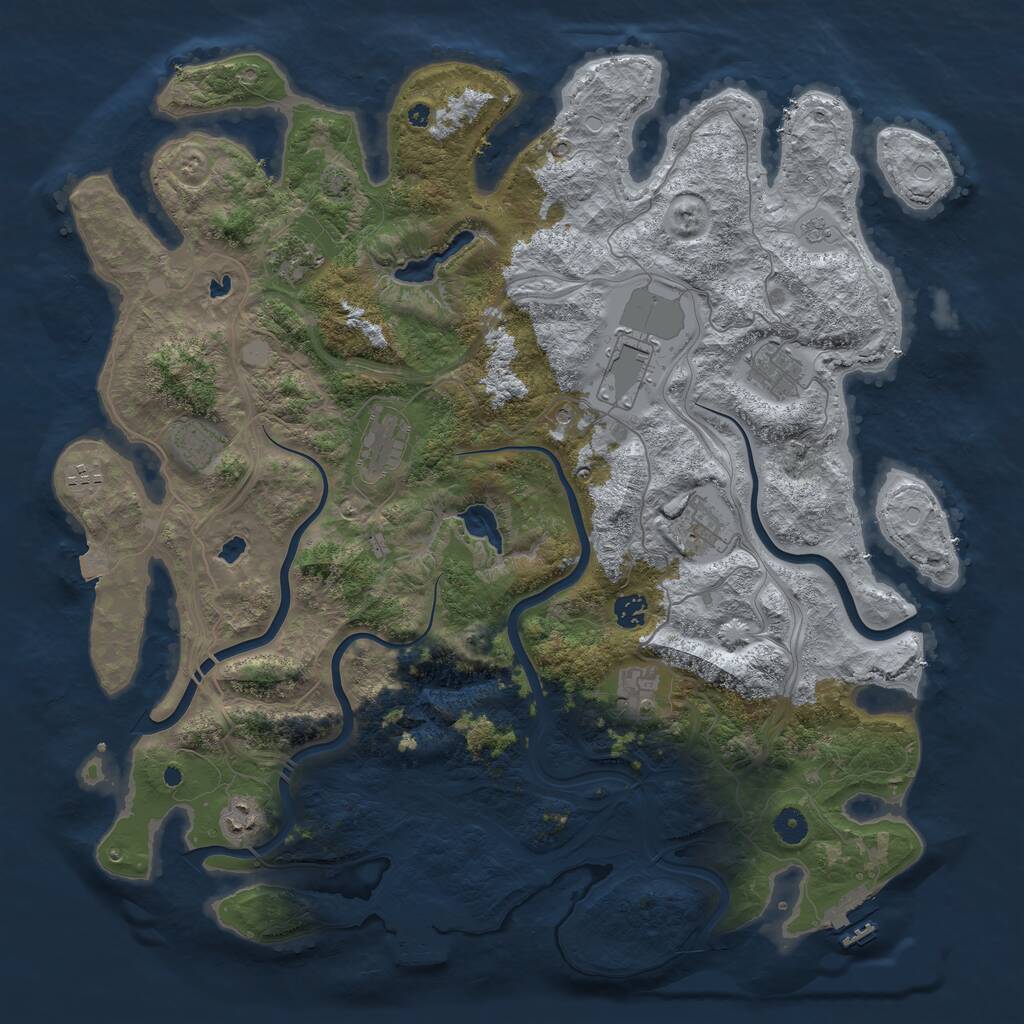 Rust Map: Procedural Map, Size: 4500, Seed: 1170052255, 16 Monuments