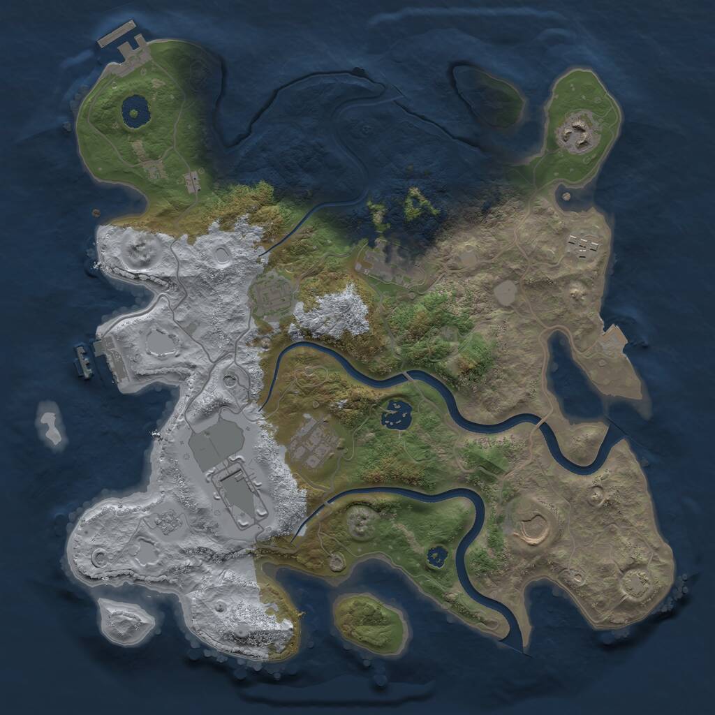 Rust Map: Procedural Map, Size: 3500, Seed: 452316245, 14 Monuments