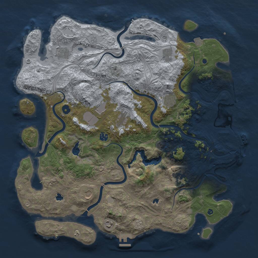 Rust Map: Procedural Map, Size: 4500, Seed: 718254980, 16 Monuments