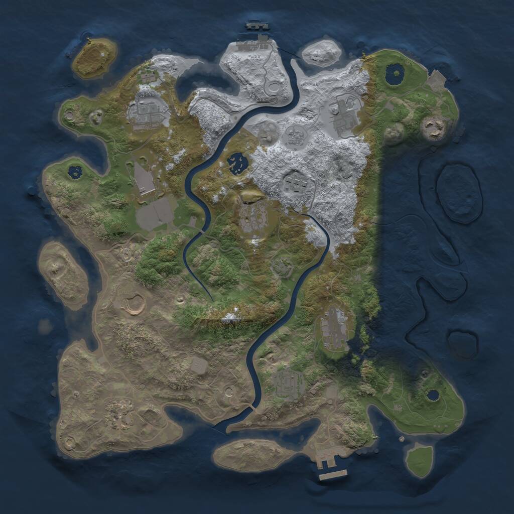 Rust Map: Procedural Map, Size: 3700, Seed: 1655594645, 17 Monuments