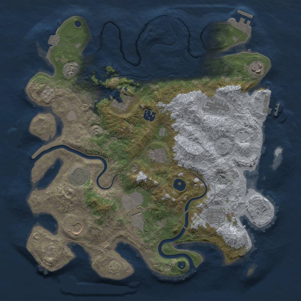 Rust Map: Procedural Map, Size: 3750, Seed: 920704735, 16 Monuments