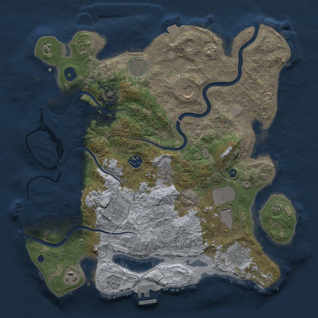 Rust Map: Procedural Map, Size: 3700, Seed: 1958418201, 15 Monuments