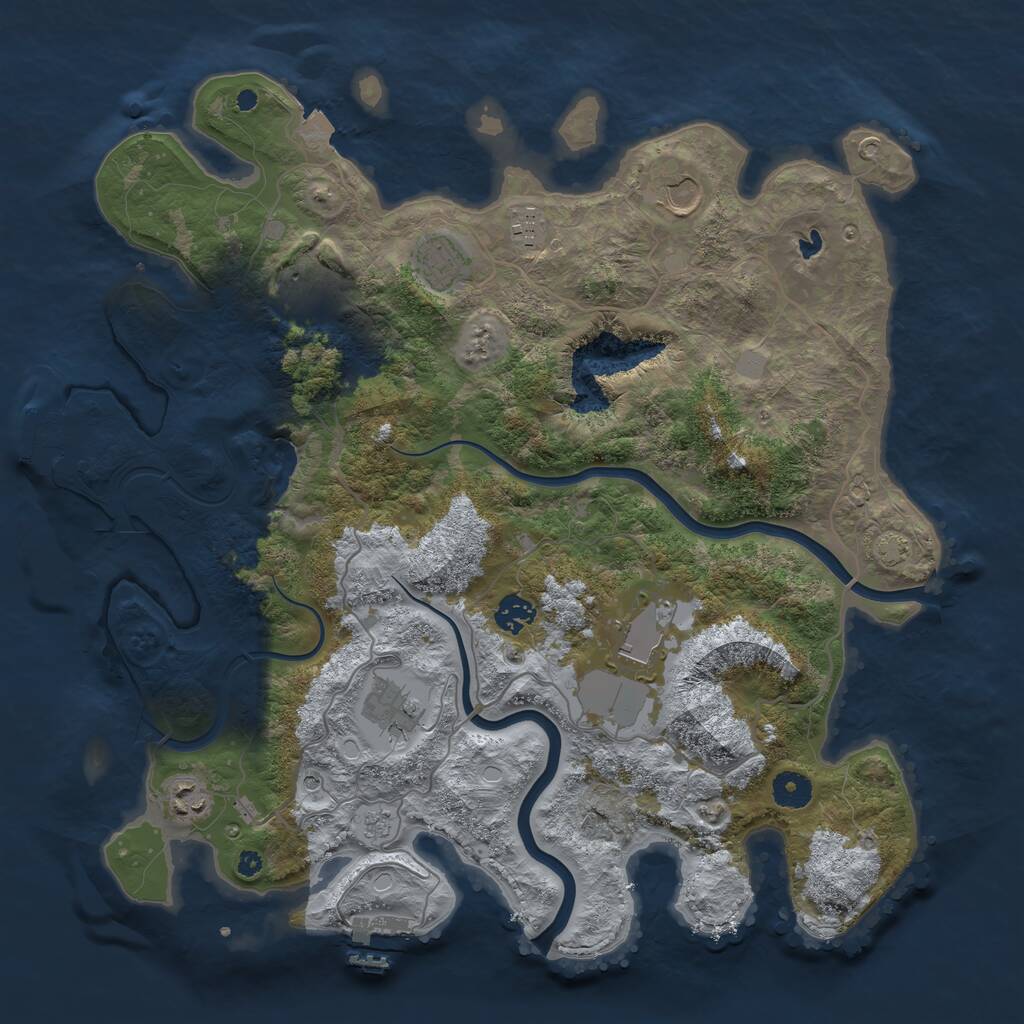 Rust Map: Procedural Map, Size: 4000, Seed: 2045822857, 14 Monuments