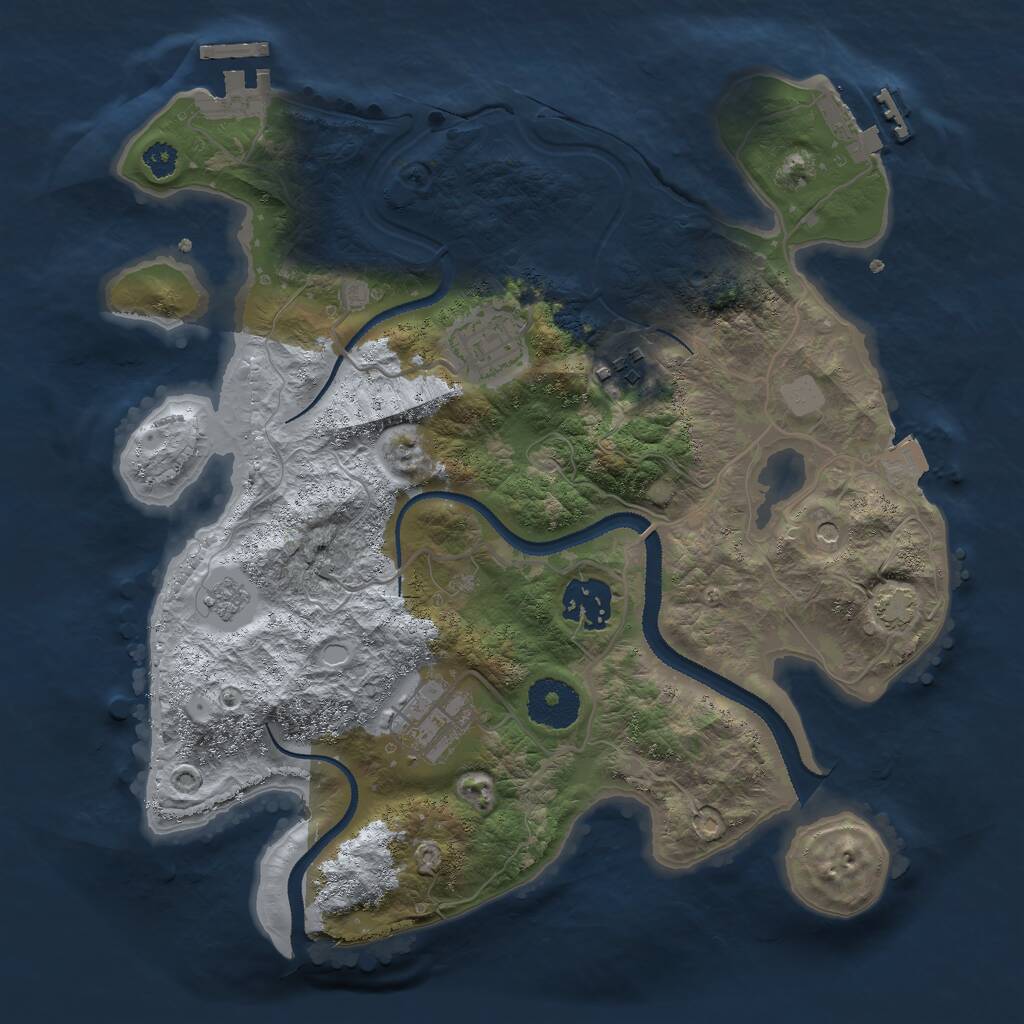 Rust Map: Procedural Map, Size: 3000, Seed: 1459823, 10 Monuments
