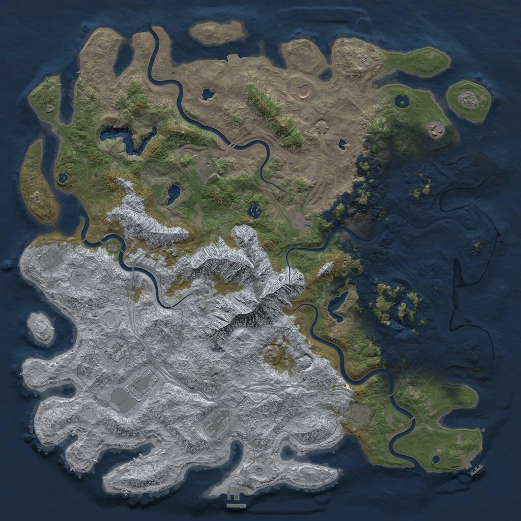 Rust Map: Procedural Map, Size: 5500, Seed: 1050866148, 17 Monuments